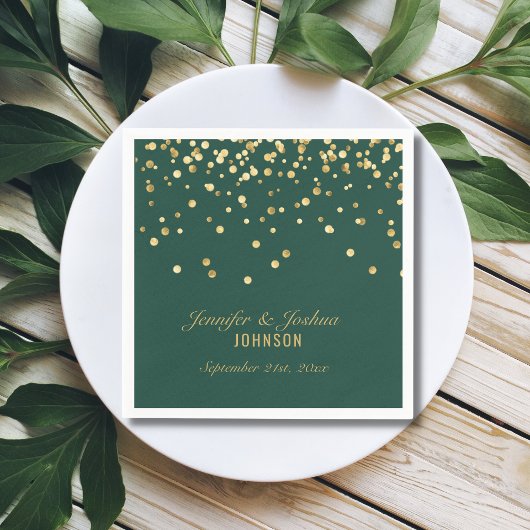Personalisierte EMERALD Green Gold Confetti Weddin Serviette