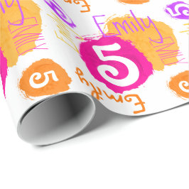 Personalisierte Emily 5. Geburtstagskorb Geschenkpapier