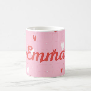 Personalisierte Emma Name Rosa Romantische Herzen Kaffeetasse