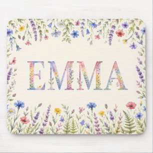 Personalisierte Emma Wildflower Aquarell  Mousepad