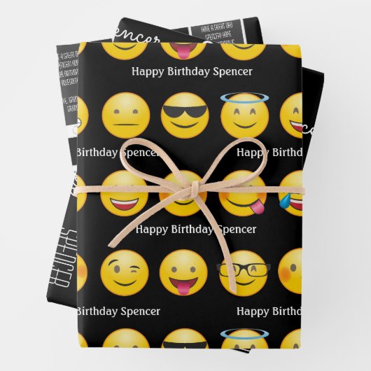 Personalisierte Emojis & Texte Geschenkpapier Set (Beispiel)
