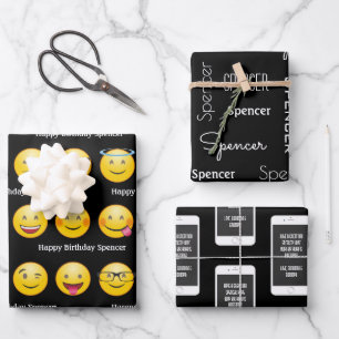 Personalisierte Emojis und Texte Geschenkpapier Set