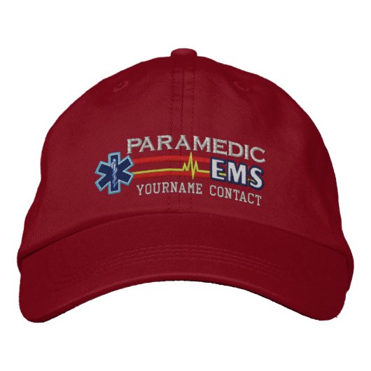 Personalisierte EMS Paramedic Star of Life Bestickte Kappe (Vorderseite)