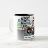 Personalisierte EMT, Paramedic - Cartoon von Fraue Zweifarbige Tasse (Vorderseite Links)