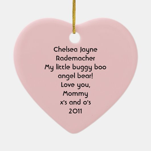 Personalisierte Engels-Bärn-Foto-Verzierung Keramik Ornament (Hinten)