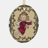 Personalisierte Engels-Weihnachtsverzierung Keramikornament (Rechts)