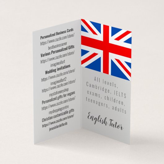 Personalisierte Englischkarte Visitenkarten (Innenseite)