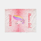 Personalisierte Enkeltochter Pink Unicorn Fleecedecke (Vorderseite (Horizontal))