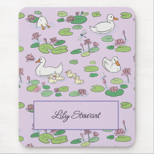 Personalisierte Enten und Wasserlilie Lavender Mou Mousepad