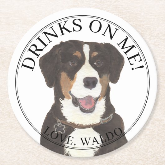 Personalisierte Entlebucher-Hochzeit Runder Pappuntersetzer (Vorderseite)