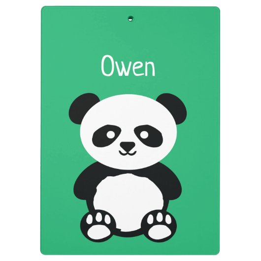 Personalisierte entzückende Panda-Bärn-Grün-Kinder Klemmbrett (Rückseite)