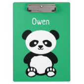 Personalisierte entzückende Panda-Bärn-Grün-Kinder Klemmbrett (Vorderseite)