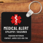 Personalisierte Epilepsie-Notfall-Essentials Schlüsselanhänger (Rückseite)