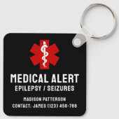 Personalisierte Epilepsie-Notfall-Essentials Schlüsselanhänger (Rückseite)