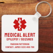 Personalisierte Epilepsie-Notfall-Essentials Schlüsselanhänger (Rückseite)