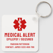 Personalisierte Epilepsie-Notfall-Essentials Schlüsselanhänger (Rückseite)