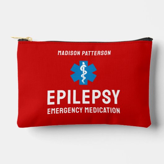 Personalisierte Epilepsie-Notfall-Essentials Zubehörtasche (Vorderseite)