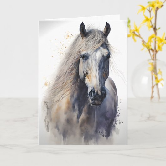 Personalisierte Equine Grußkarte für das Wasserspo Karte (Gelbe Blume)