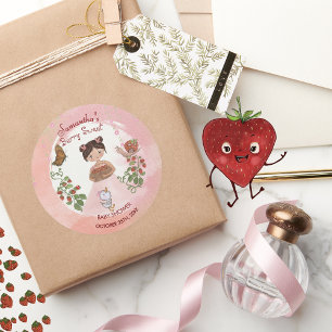 Personalisierte Erdbeer-Baby-Shower-Gunstaufkleber Runder Aufkleber