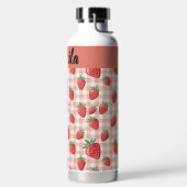 Personalisierte Erdbeer-Muster-Wasserflasche als G Trinkflasche (links)