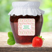 Personalisierte Erdbeerblüten Muster Jam Quadratischer Aufkleber
