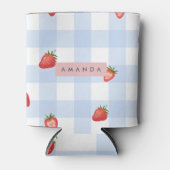 Personalisierte Erdbeere & Blue Gingham Pattern Dosenkühler (Vorderseite)
