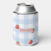 Personalisierte Erdbeere & Blue Gingham Pattern Dosenkühler (Kanne Rückseite)