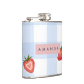 Personalisierte Erdbeere & Blue Gingham Pattern Flachmann (Rechts)
