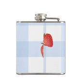 Personalisierte Erdbeere & Blue Gingham Pattern Flachmann (Rückseite)
