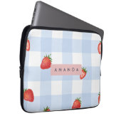 Personalisierte Erdbeere & Blue Gingham Pattern Laptopschutzhülle (Vorne Rechts)