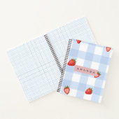 Personalisierte Erdbeere & Blue Gingham Pattern Notizblock (Innenseite)