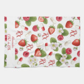 Personalisierte Erdbeere und Kapsel Pharmacy Geschirrtuch (Horizontal)