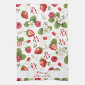 Personalisierte Erdbeere und Kapsel Pharmacy Geschirrtuch (Vertikal)