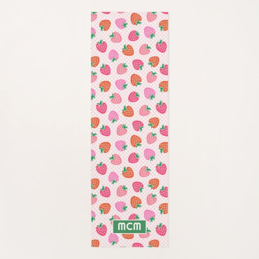 Personalisierte Erdbeeren Karos Weihnachten Rosa Yogamatte (Vorderseite)