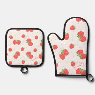 Personalisierte Erdbeeren-Ofenhandschuhe Süße benu Ofenhandschuh & Topflappen-Set