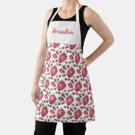 Personalisierte Erdbeeren Wasserfarben Handlackier Schürze