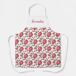 Personalisierte Erdbeeren Wasserfarben Handlackier Schürze