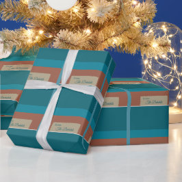 Personalisierte Erdtöne und blaue Weihnachtsfeiern Geschenkpapier