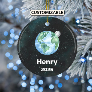 Personalisierte Erdverzierung, Sonnensystem, Plane Keramik Ornament