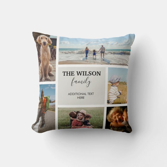Personalisierte Erinnerungen für 6 Fotos Kissen (Vorderseite)