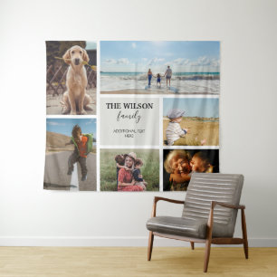 Personalisierte Erinnerungen für 6 Fotos Wandteppich