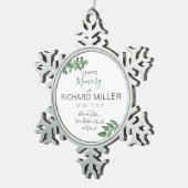 Personalisierte Erinnerungsschneeflocke-Verzierung Schneeflocken Zinn-Ornament (Rechts)