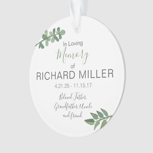 Personalisierte Erinnerungsverzierung (Nicht-Foto) Ornament (Vorderseite)