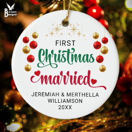 PERSONALISIERTE ERSTE CHRISTMAS VERHEIRATET KERAMIK ORNAMENT