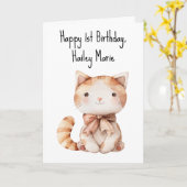 Personalisierte erste Geburtstagskatze Karte (Gelbe Blume)