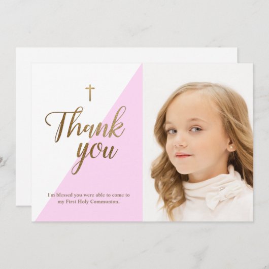 Personalisierte Erste Heilige Kommune Dankeschön K Dankeskarte (Vorne/Hinten)