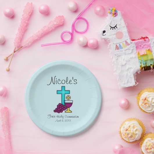Personalisierte Erste Heilige Kommune Pappteller (Party)