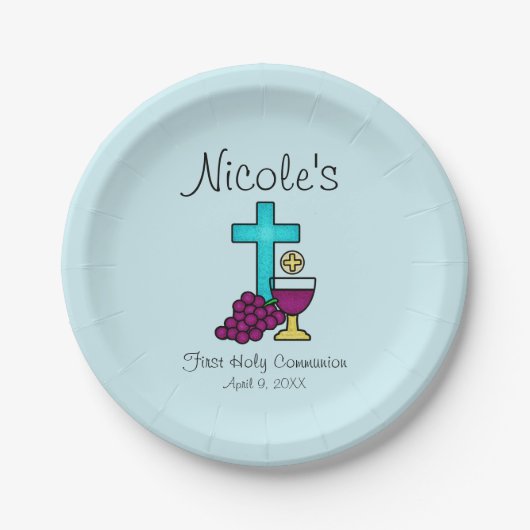 Personalisierte Erste Heilige Kommune Pappteller (Vorderseite)