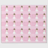 Personalisierte Erste Kommune Brünette Girl Geschenkpapier (Flach)