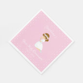 Personalisierte Erste Kommune Brünette Girl Serviette (Ecke)